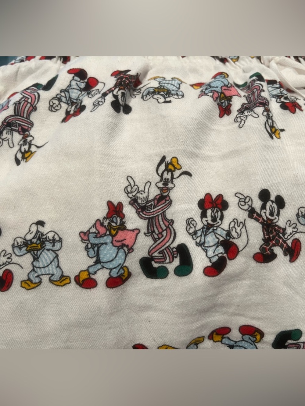 White DISNEY Character Print PJ Pants & Black Short Sleeve Sleep Top